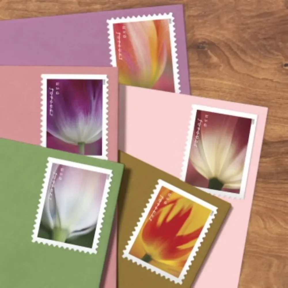 100 Tulip Blossoms 2022‎ Forever Postage Stamps US Postal USPS Wedding Flowers